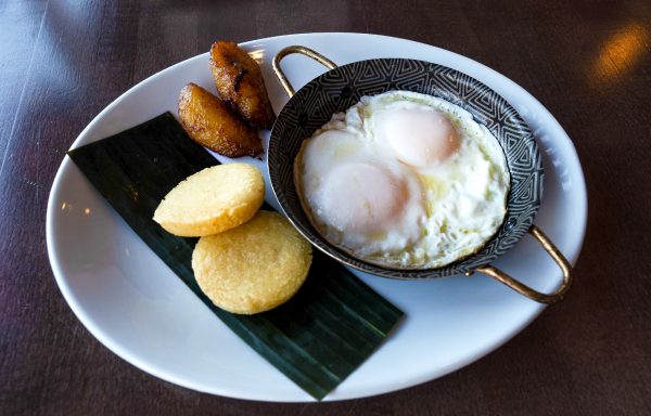 Huevos A La Cacerola Con Arepa Y Maduros Fried Eggs With Corn Cake